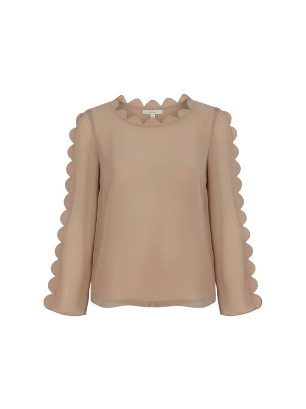 Fendi Scallop Detail Blouse Pink Beige Silk 38